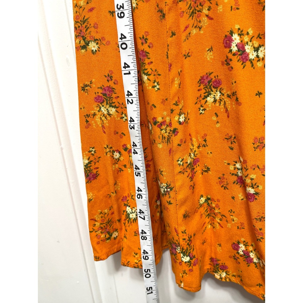 Reformation Lacey Dress Orange Ditsy Floral Puff Sleeve Midi Slit Size 6 - Picture 8 of 13